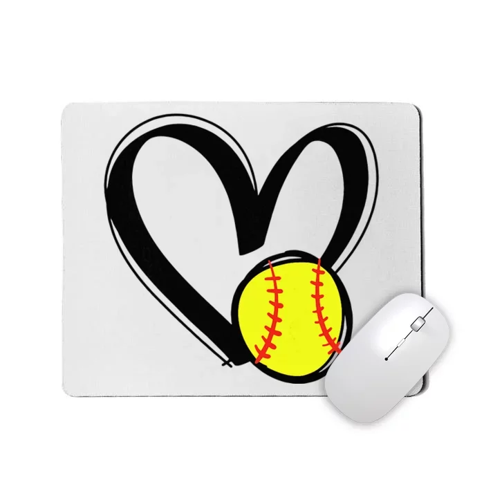 Love Softball Heart Mousepad