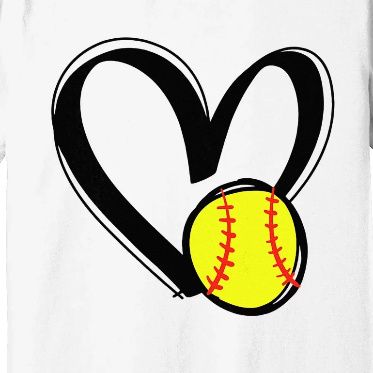 Love Softball Heart Premium T-Shirt