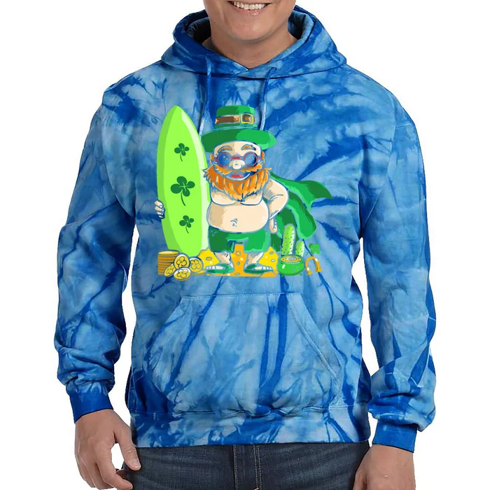 Leprechaun Surfing Hawaiian Summer St Patty's Day Cool Gift Tie Dye Hoodie