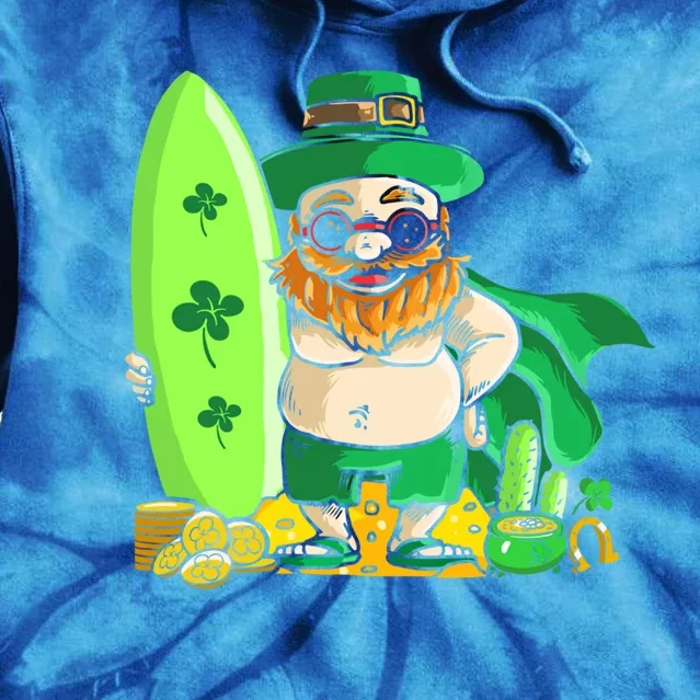 Leprechaun Surfing Hawaiian Summer St Patty's Day Cool Gift Tie Dye Hoodie