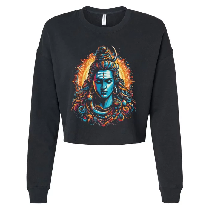 Lord Shiva Hindu God Mahadeva Trident Hinduism Devotee Cropped Pullover Crew