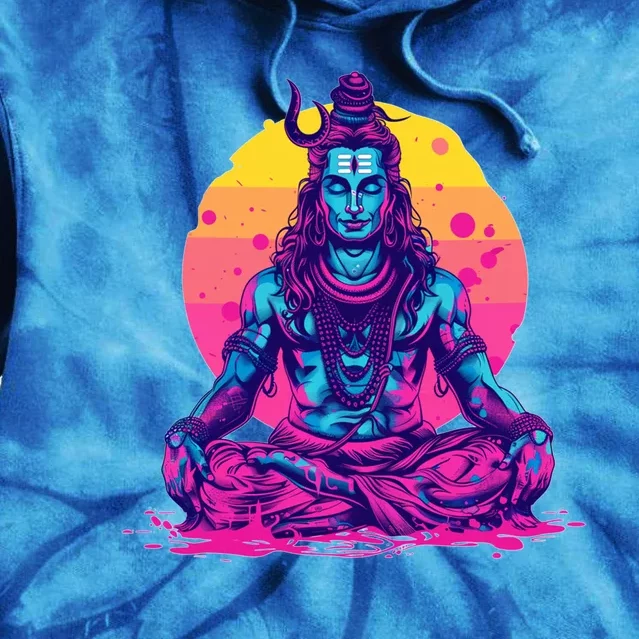 Lord Shiva Hindu God Worshipping Great Gift Tie Dye Hoodie