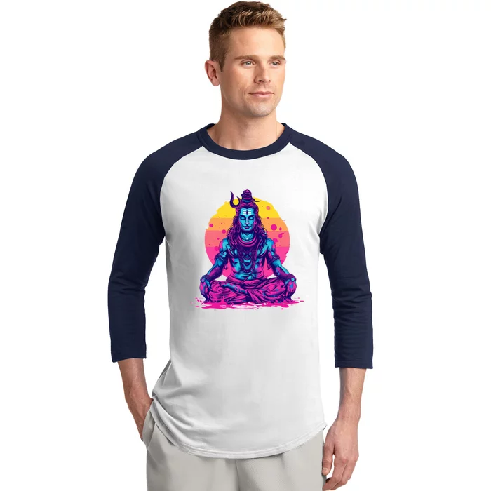 Lord Shiva Hindu God Worshipping Great Gift Baseball Sleeve Shirt