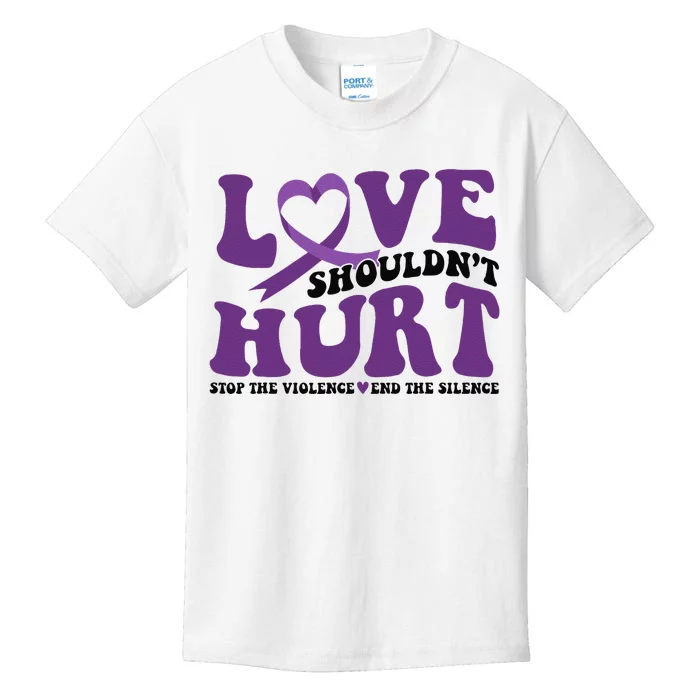 Love ShouldnT Hurt Stop The Violence End The Silence Kids T-Shirt