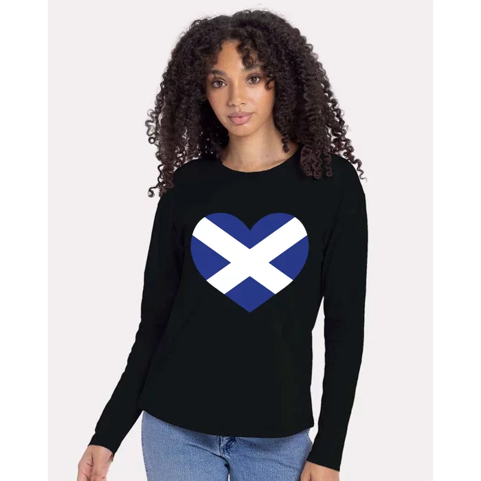 Ladies Scotland Heart Flag Scotland Womens Cotton Relaxed Long Sleeve T-Shirt