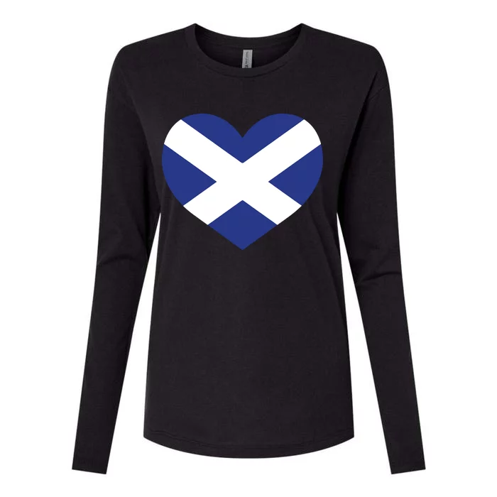 Ladies Scotland Heart Flag Scotland Womens Cotton Relaxed Long Sleeve T-Shirt