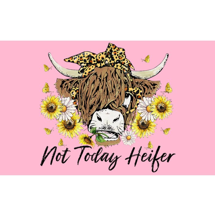 Leopard Sunflower Highland Cow Not Today Heifer Western Bumper Sticker