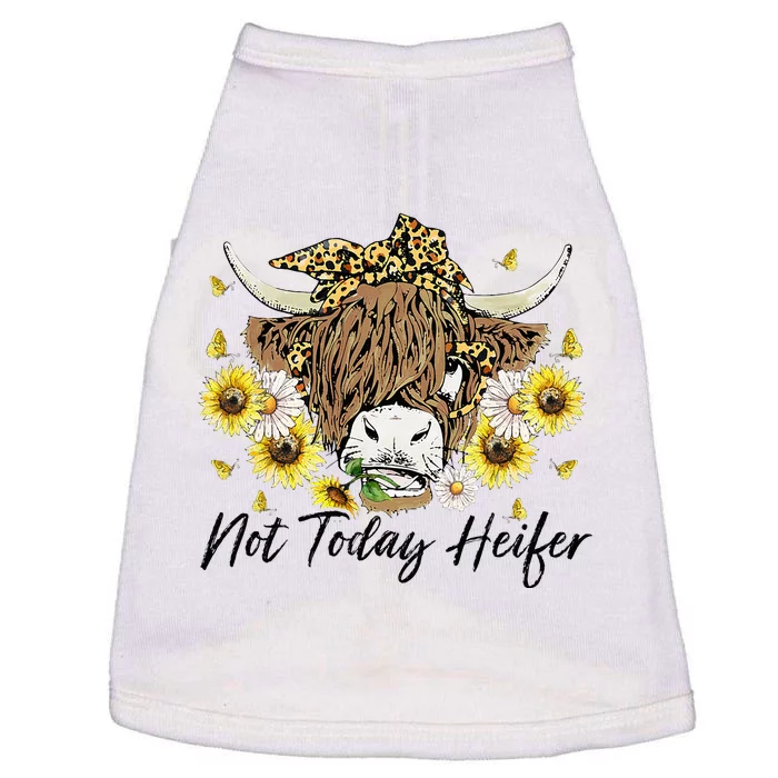 Leopard Sunflower Highland Cow Not Today Heifer Western Doggie Tank