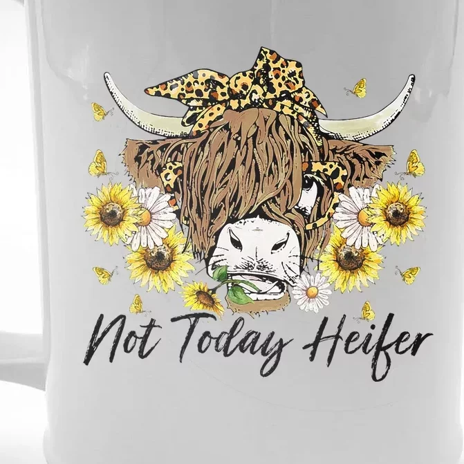 Leopard Sunflower Highland Cow Not Today Heifer Western Front & Back Beer Stein