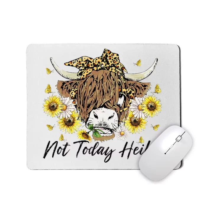 Leopard Sunflower Highland Cow Not Today Heifer Western Mousepad