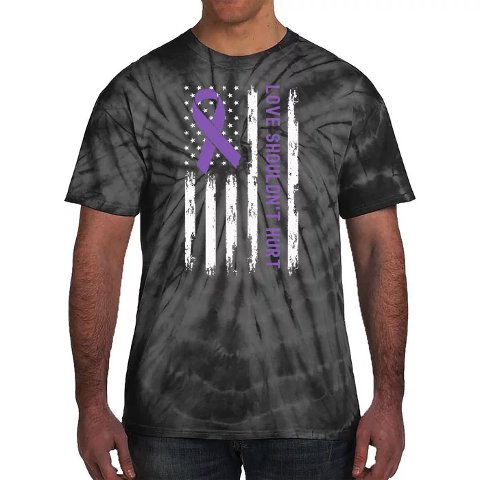 Love Shouldnt Hurt USA Flag Domestic Violence Awareness Tie-Dye T-Shirt