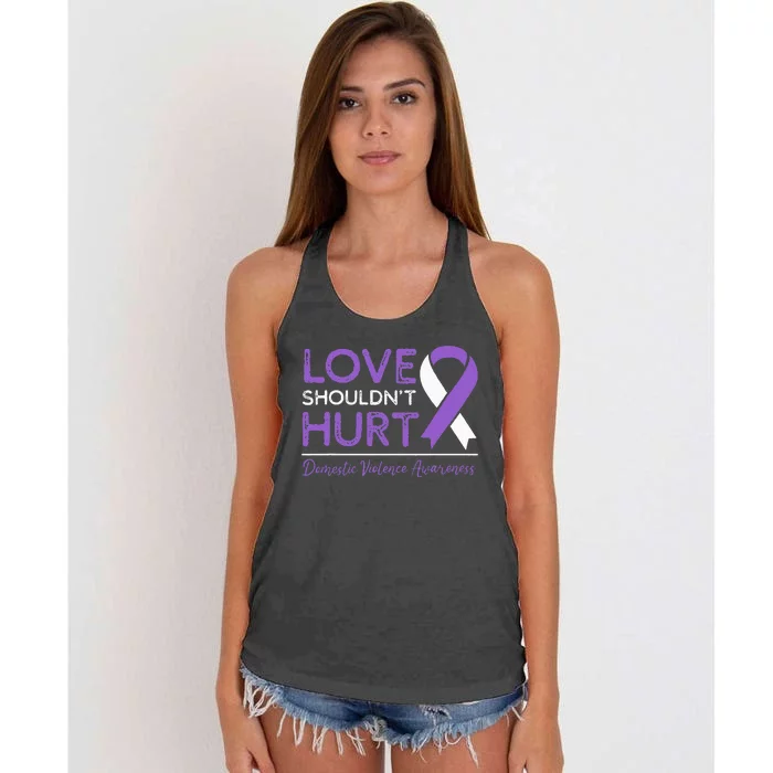 Love Shouldnt Hurt Wear Purple Domestic Violence Awareness Women's Knotted Racerback Tank