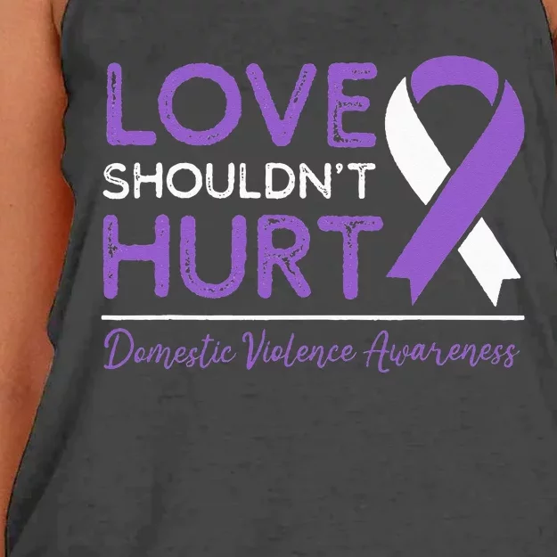 Love Shouldnt Hurt Wear Purple Domestic Violence Awareness Women's Knotted Racerback Tank