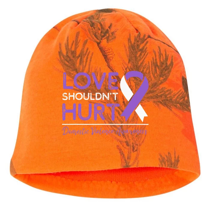 Love Shouldnt Hurt Wear Purple Domestic Violence Awareness Kati - Camo Knit Beanie