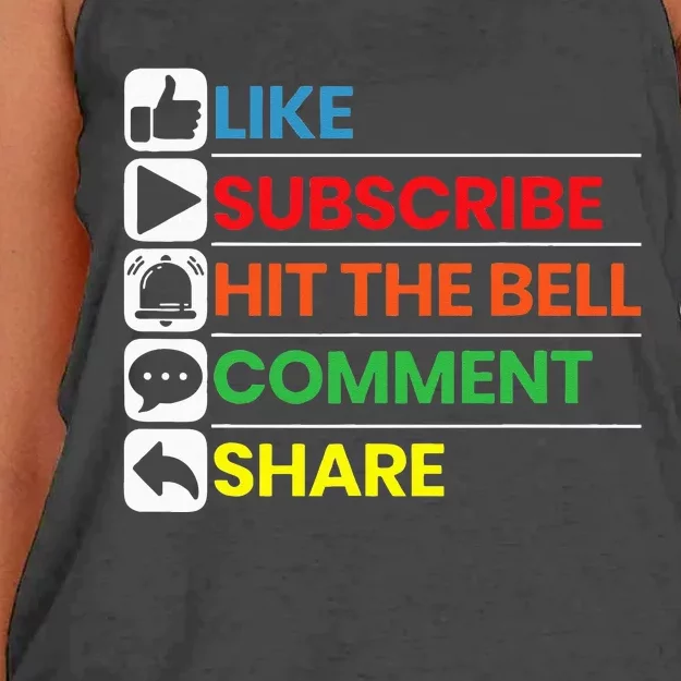 Like Subscribe Hit The Bell Comment Share Livestreaming Women's Knotted Racerback Tank