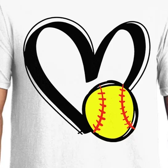 Love Softball Heart Pajama Set