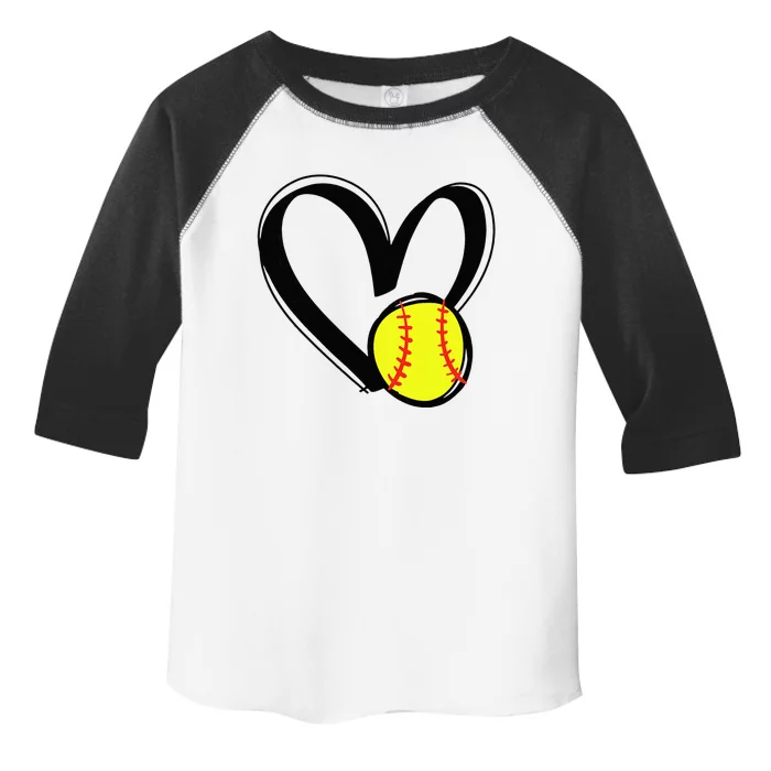 Love Softball Heart Toddler Fine Jersey T-Shirt