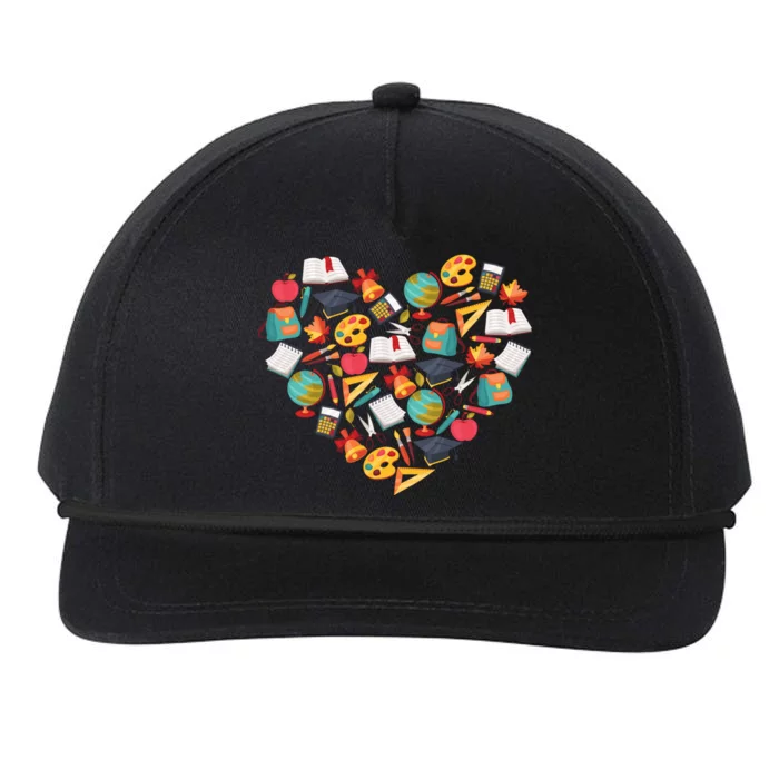 Love School Heart Snapback Five-Panel Rope Hat