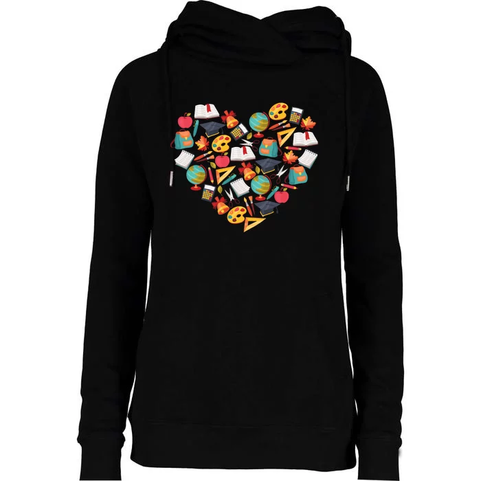 Love School Heart Womens Funnel Neck Pullover Hood