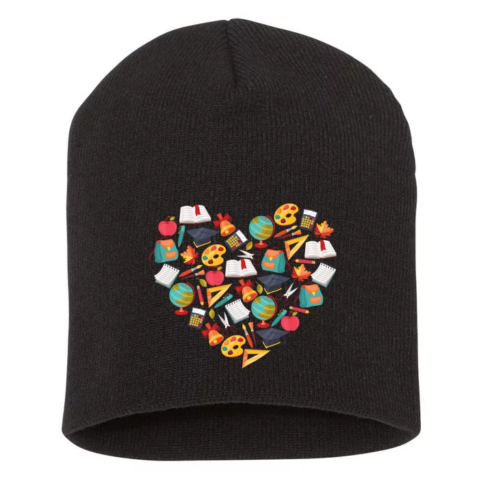 Love School Heart Short Acrylic Beanie