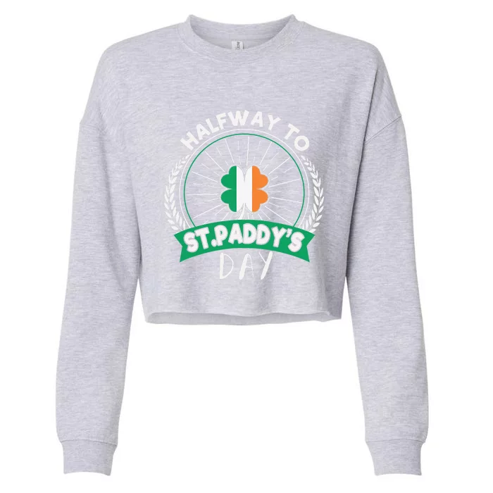 Leprechaun Shamrock Irish Halfwayo Saint Paddys Day Cropped Pullover Crew