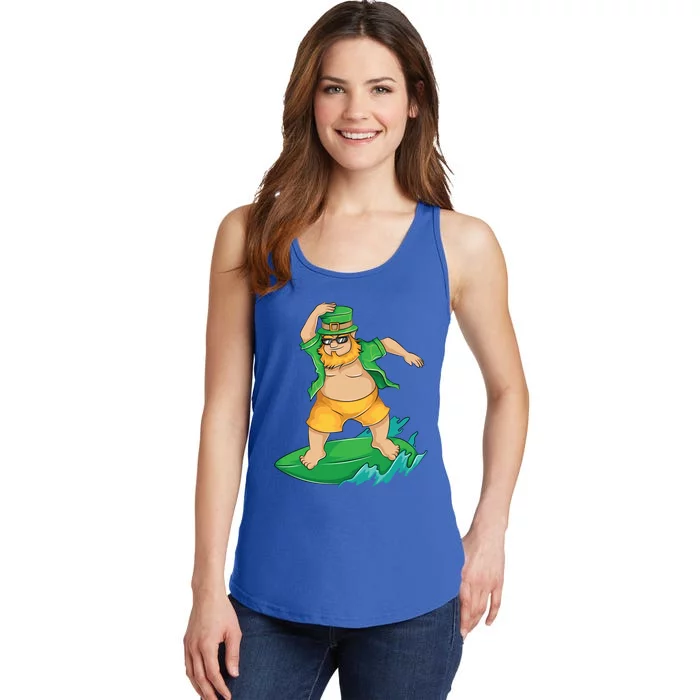 Leprechaun Surfer In Hawaii St Patrick's Day Funny Surf Gift Cute Gift Ladies Essential Tank