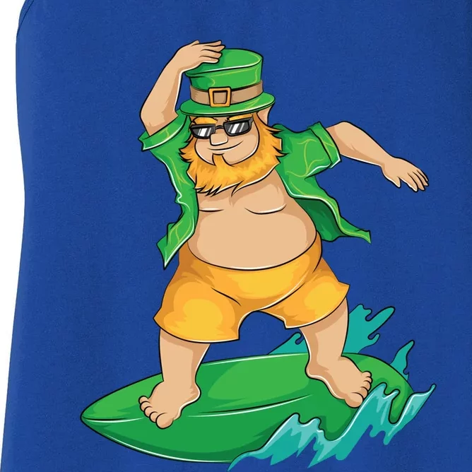 Leprechaun Surfer In Hawaii St Patrick's Day Funny Surf Gift Cute Gift Women's Racerback Tank