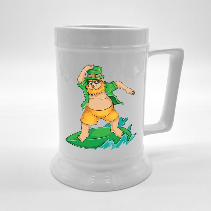 Leprechaun Surfer In Hawaii St Patrick's Day Funny Surf Gift Cute Gift Front & Back Beer Stein