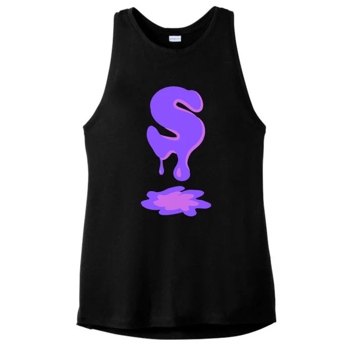 Letter S In Purple Ladies Tri-Blend Wicking Tank