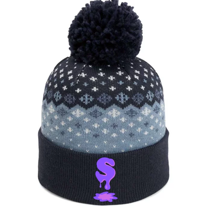 Letter S In Purple The Baniff Cuffed Pom Beanie