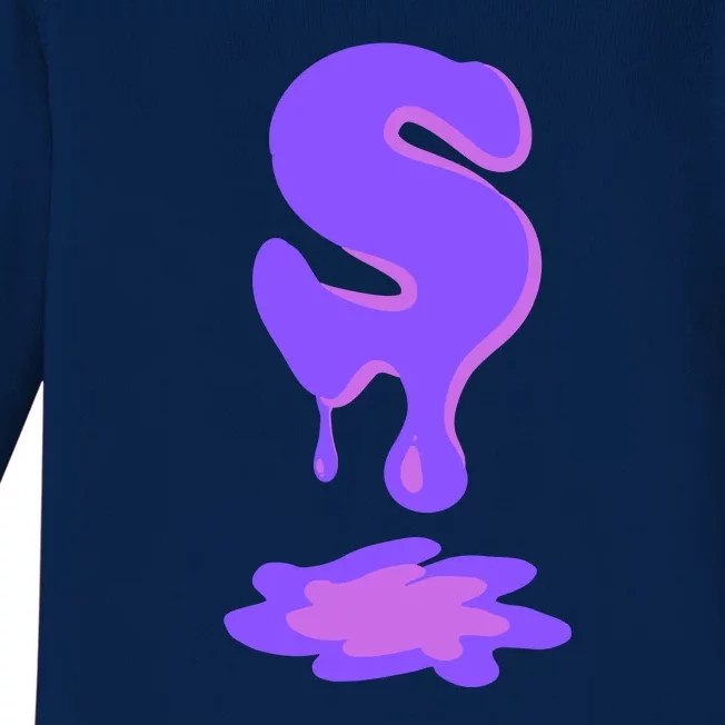 Letter S In Purple Baby Long Sleeve Bodysuit