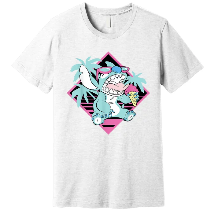 Lilo Stitch Ice Cream Retro 90s Beach Shirt Funny Vintage Cartoon Shrit Premium T-Shirt