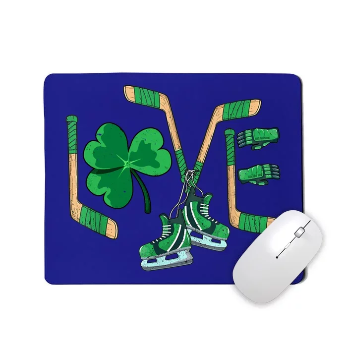 Love Shamrock Ice Hockey Lovers Happy St Patrick's Day Gift Mousepad