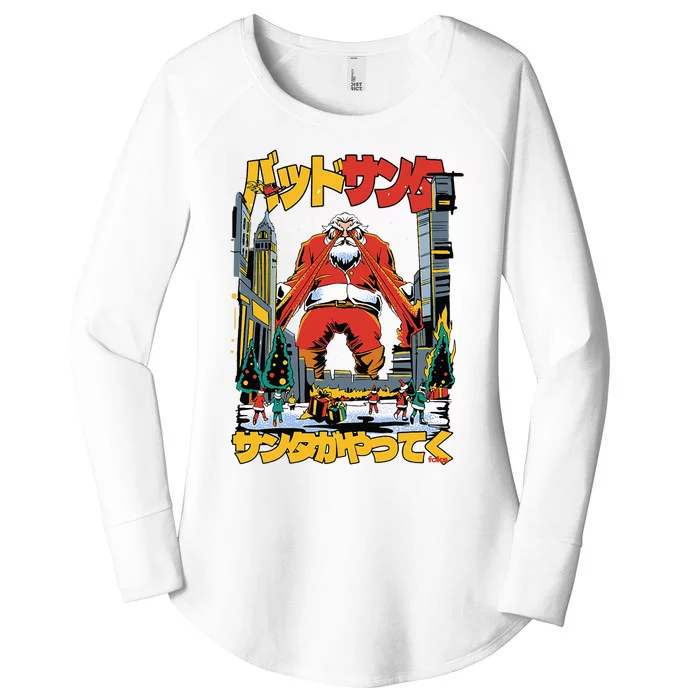 Laser Santa Is Coming To Y'all Anime Kaiju Christmas Time Women's Perfect Tri Tunic Long Sleeve Shirt