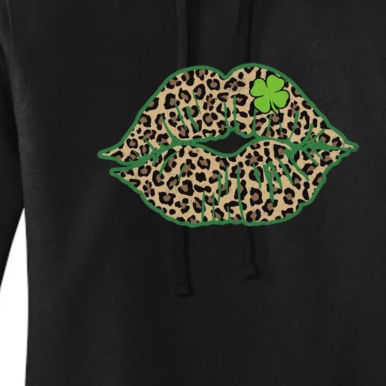 Lips Sexy Irish Leopard Print Shamrock Green St Patricks Day Women's Pullover Hoodie