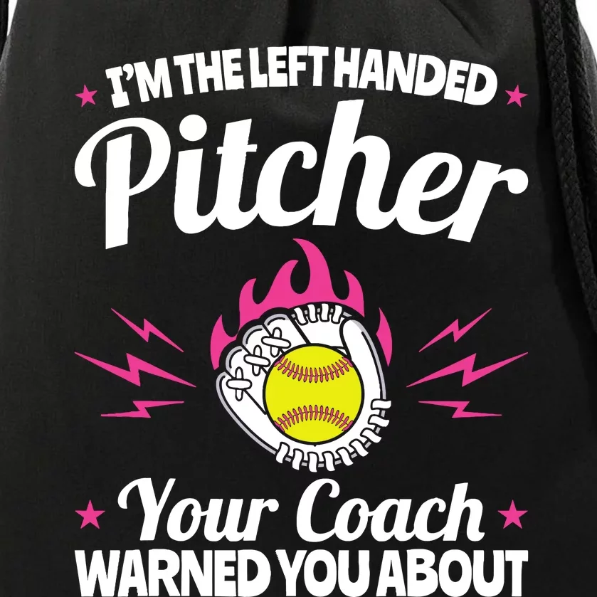 Lefty Southpaw IM The Left Handed Softball Pitcher Drawstring Bag