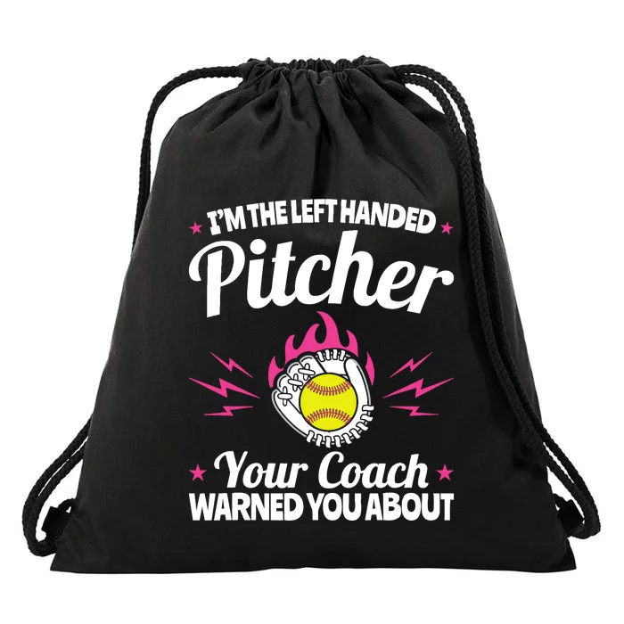 Lefty Southpaw IM The Left Handed Softball Pitcher Drawstring Bag