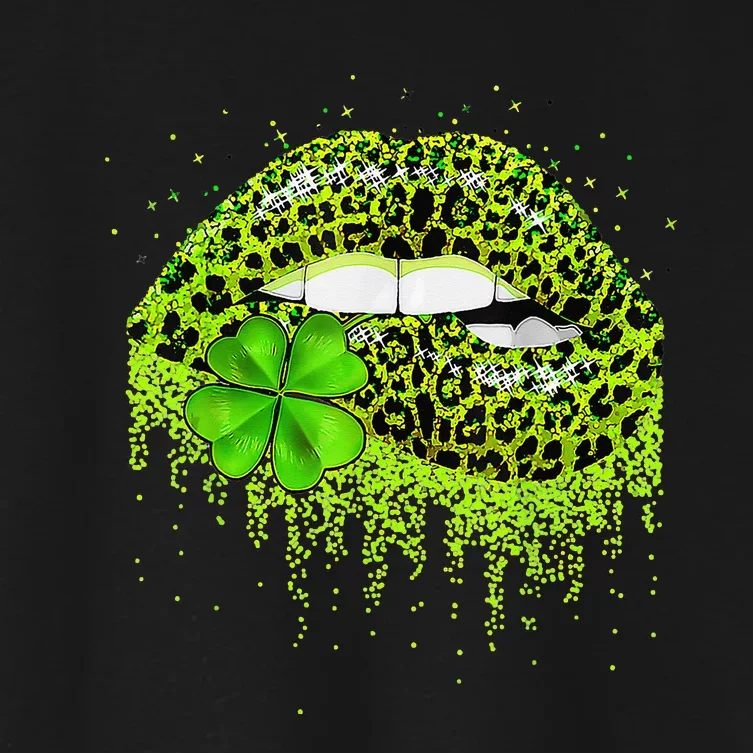 Lips Sexy Irish Leopard Print Shamrock Green St Patricks Day Women's Crop Top Tee