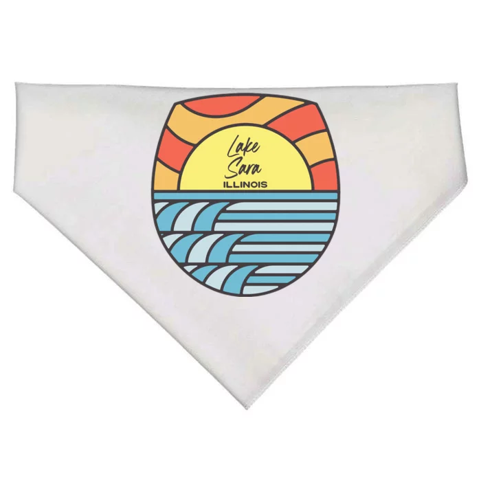 Lake Sara Illinois IL Sunset Vacation Souvenir USA-Made Doggie Bandana