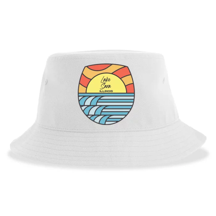 Lake Sara Illinois IL Sunset Vacation Souvenir Sustainable Bucket Hat