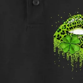 Lips Sexy Irish Leopard Print Shamrock Green St Patricks Day Dry Zone Grid Performance Polo