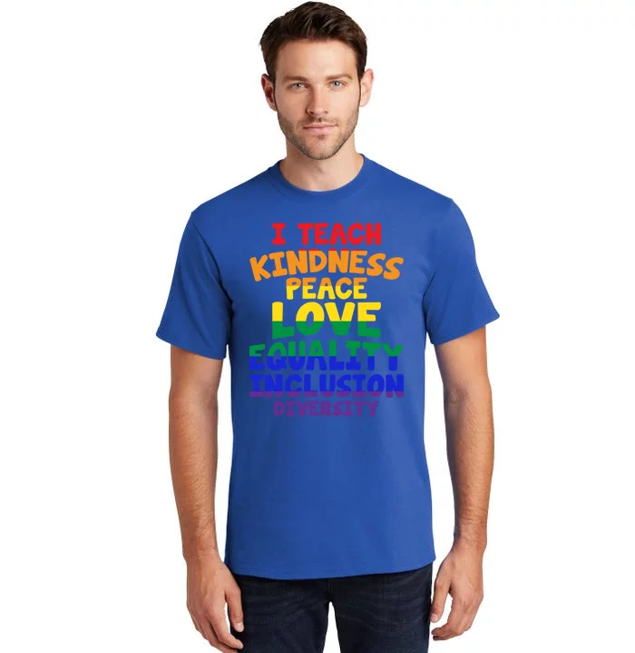 Lgbtq Support I Teach Kindness Peace Love Equality Gift Tall T-Shirt