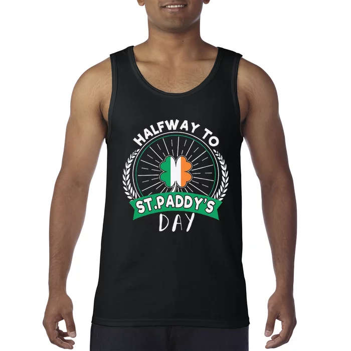 Leprechaun Shamrock Irish Halfway To Saint Paddys Day Tank Top