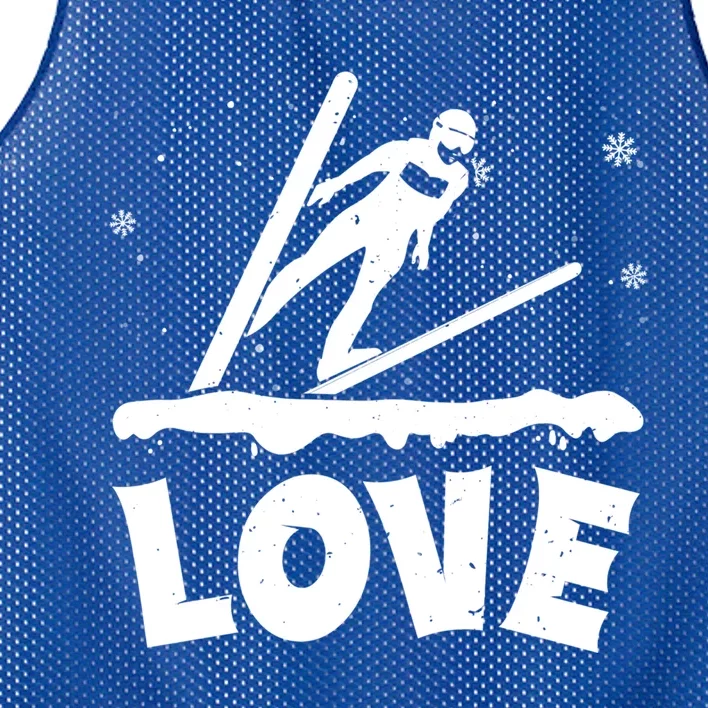 Love Ski Jumping Winter Sports Enthusiast Ski Ramp Lover Gift Mesh Reversible Basketball Jersey Tank