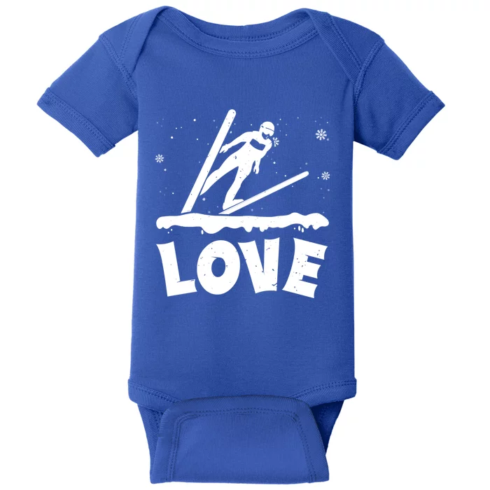 Love Ski Jumping Winter Sports Enthusiast Ski Ramp Lover Gift Baby Bodysuit