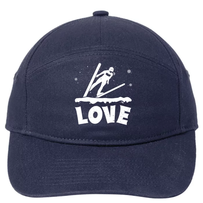 Love Ski Jumping Winter Sports Enthusiast Ski Ramp Lover Gift 7-Panel Snapback Hat