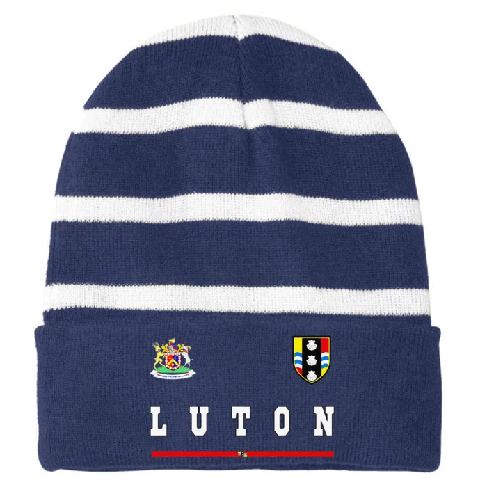 Luton Sportssoccer Jersey Flag Football Striped Beanie with Solid Band