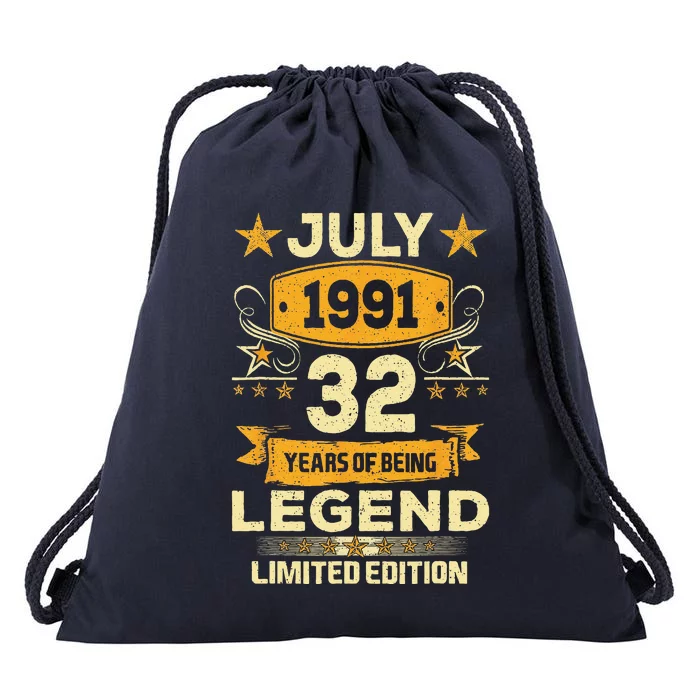 Legend Since July 1991 32 Years Old 32nd Birthday Gift Drawstring Bag