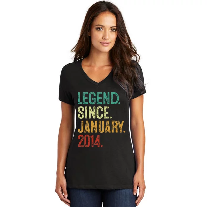 Legend Since January 2014 10th Birthday Women's V-Neck T-Shirt