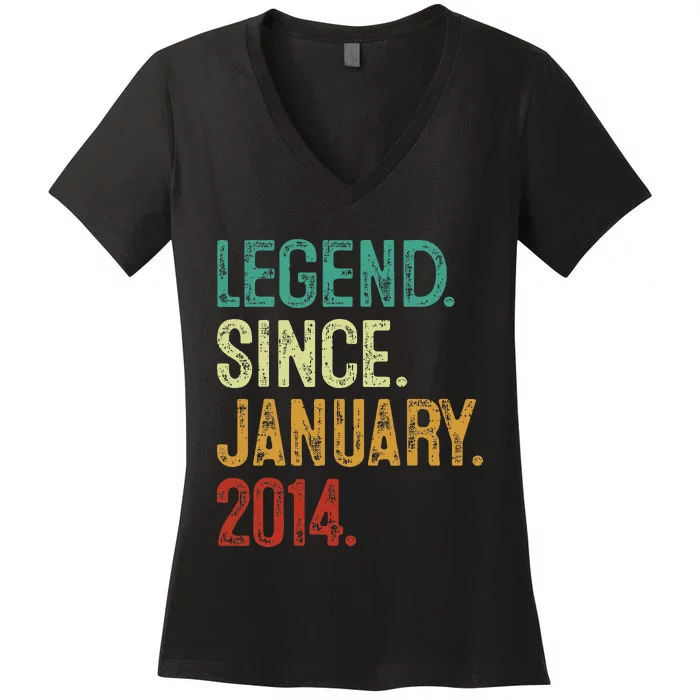 Legend Since January 2014 10th Birthday Women's V-Neck T-Shirt